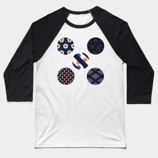 Origami Paper Traditional Japanese Pattern Sticker Set - Navy Indigo Baseball T-Shirt